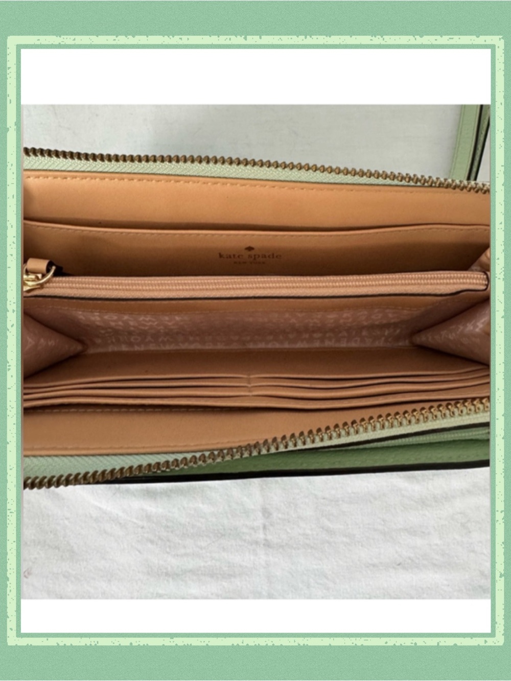 kate spade Wellesley Layton Mint Green Pebbled Leather Wallet • Like New - Picture 5 of 5